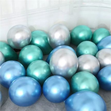 30 Ballons Bleu-Argent-Vert 31 cm/décoration d'anniversaire